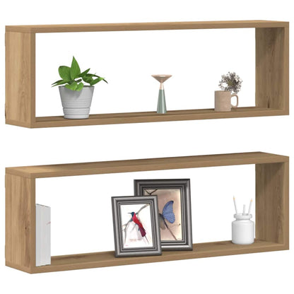 Wandplanken 2 St 80X15X26 Cm Bewerkt Hout Artisanaal Eiken artisanaal eikenkleurig