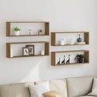 Wandplanken set 4 stuks 80x15x26 cm bewerkt hout eiken