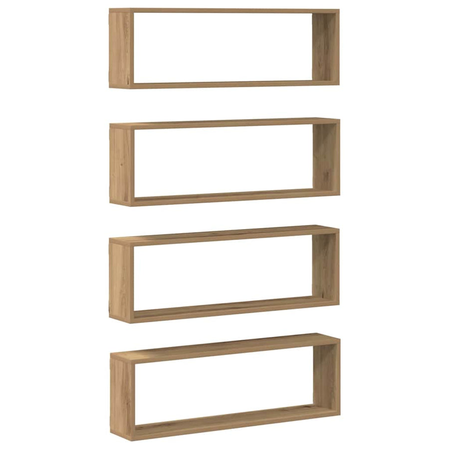 Wandplanken 4 St 80X15X26 Cm Bewerkt Hout Artisanaal Eiken artisanaal eikenkleurig