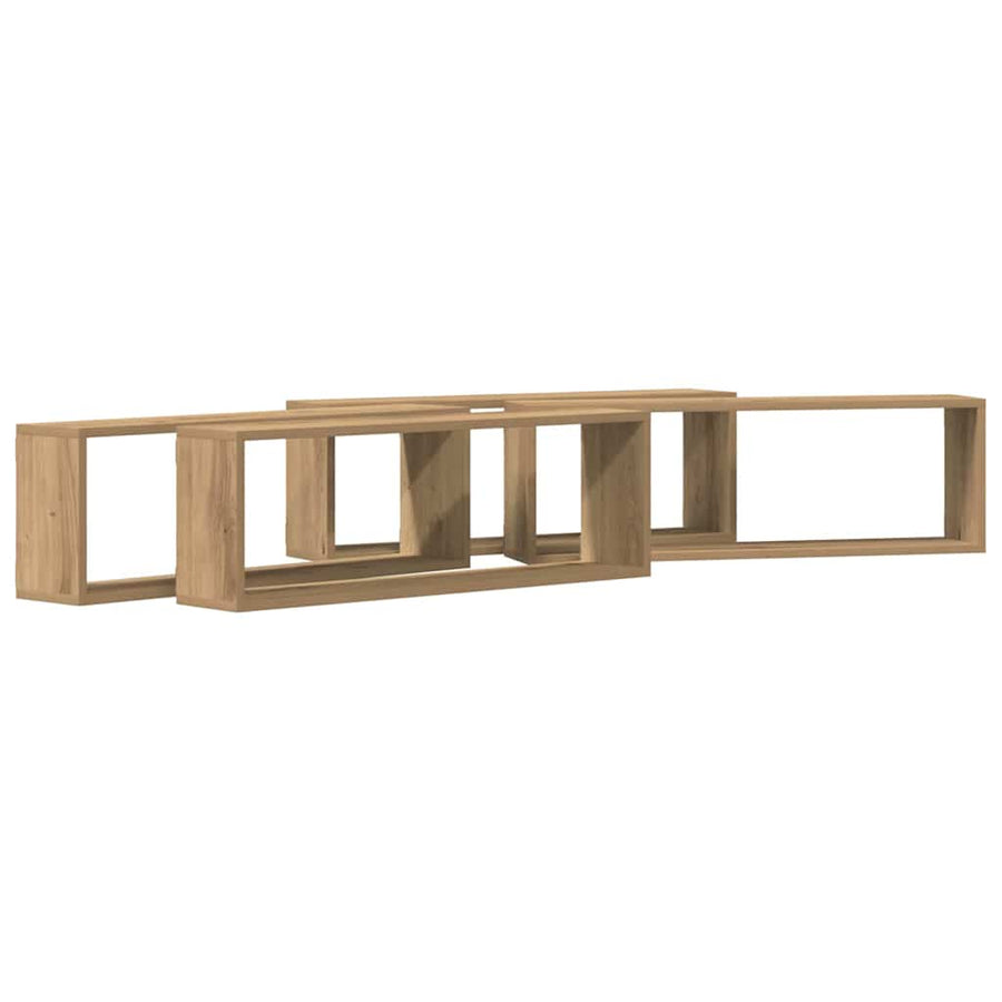 Wandplanken 4 St 80X15X26 Cm Bewerkt Hout Artisanaal Eiken artisanaal eikenkleurig