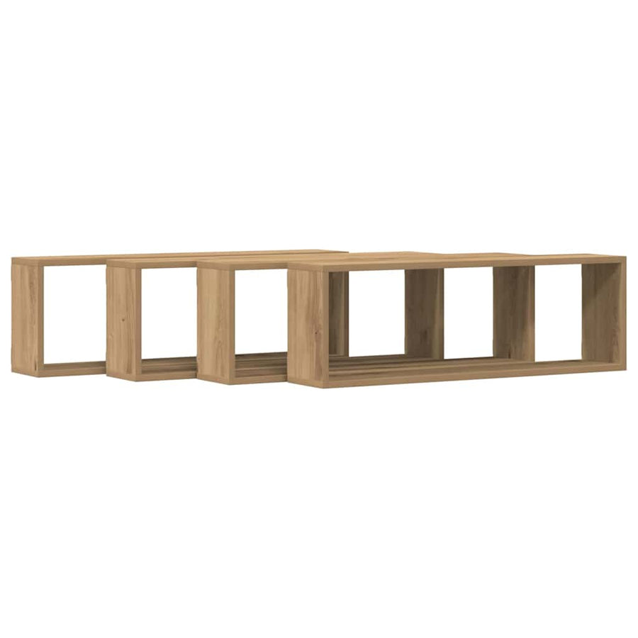Wandplanken 4 St 80X15X26 Cm Bewerkt Hout Artisanaal Eiken artisanaal eikenkleurig