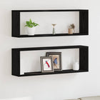 Wandplanken set van 2 zwart eiken 80x15x26 cm