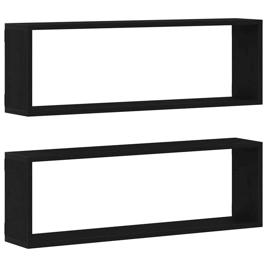 Wandplanken - Set Van 2, , 80X15X26 Cm, Gemaakt Van Bewerkt Hout Zwart eiken