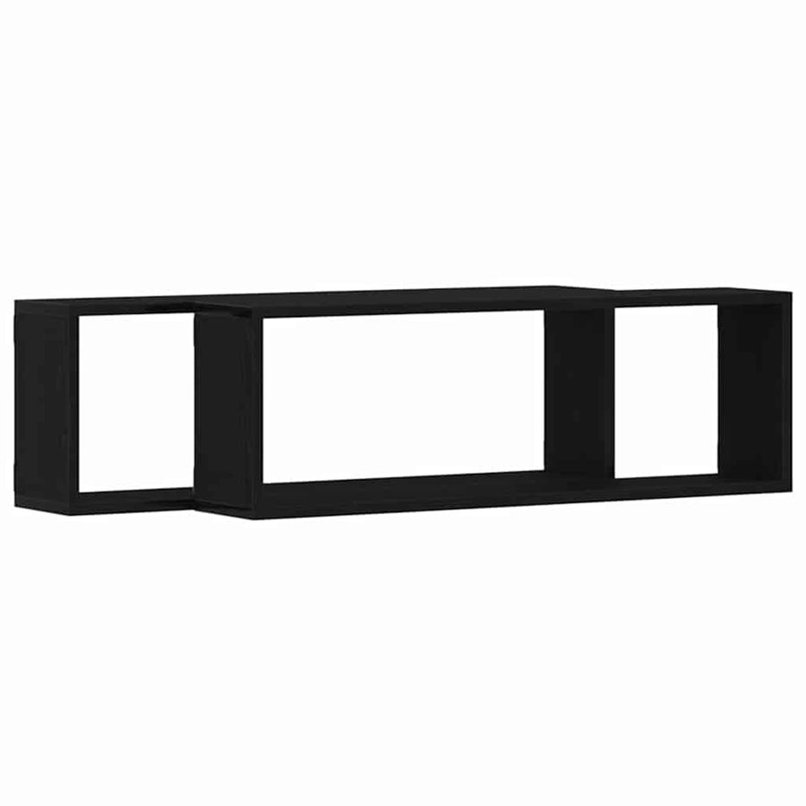 Wandplanken - Set Van 2, , 80X15X26 Cm, Gemaakt Van Bewerkt Hout Zwart eiken