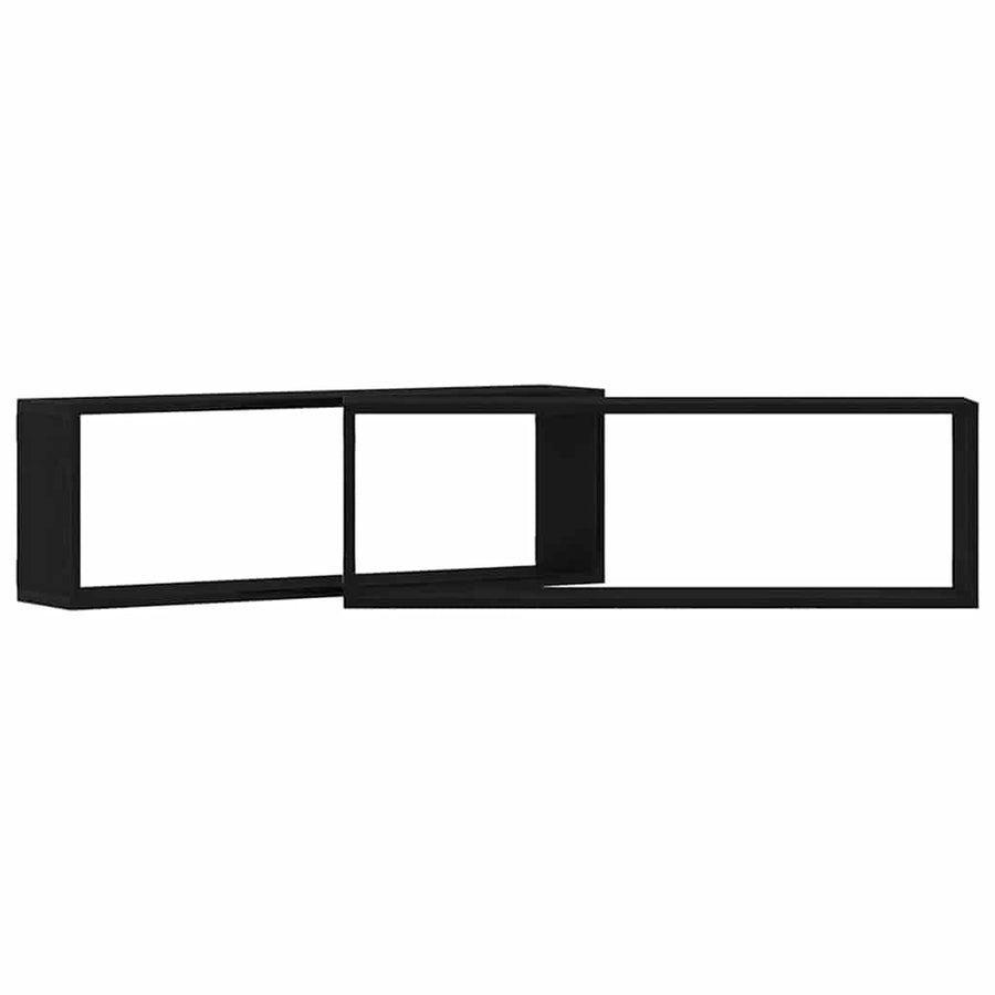 Wandplanken - Set Van 2, , 80X15X26 Cm, Gemaakt Van Bewerkt Hout Zwart eiken
