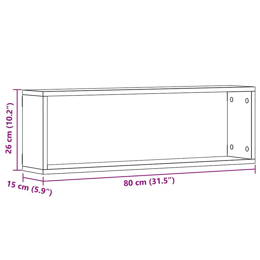 Wandplanken - Set Van 2, , 80X15X26 Cm, Gemaakt Van Bewerkt Hout Zwart eiken