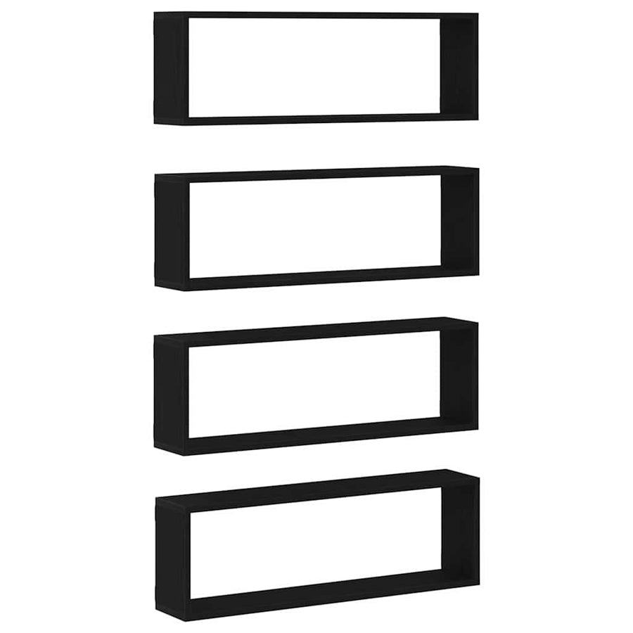 Wandplanken 4 Stuks 80X15X26 Cm Bewerkte Hout Zwart eiken