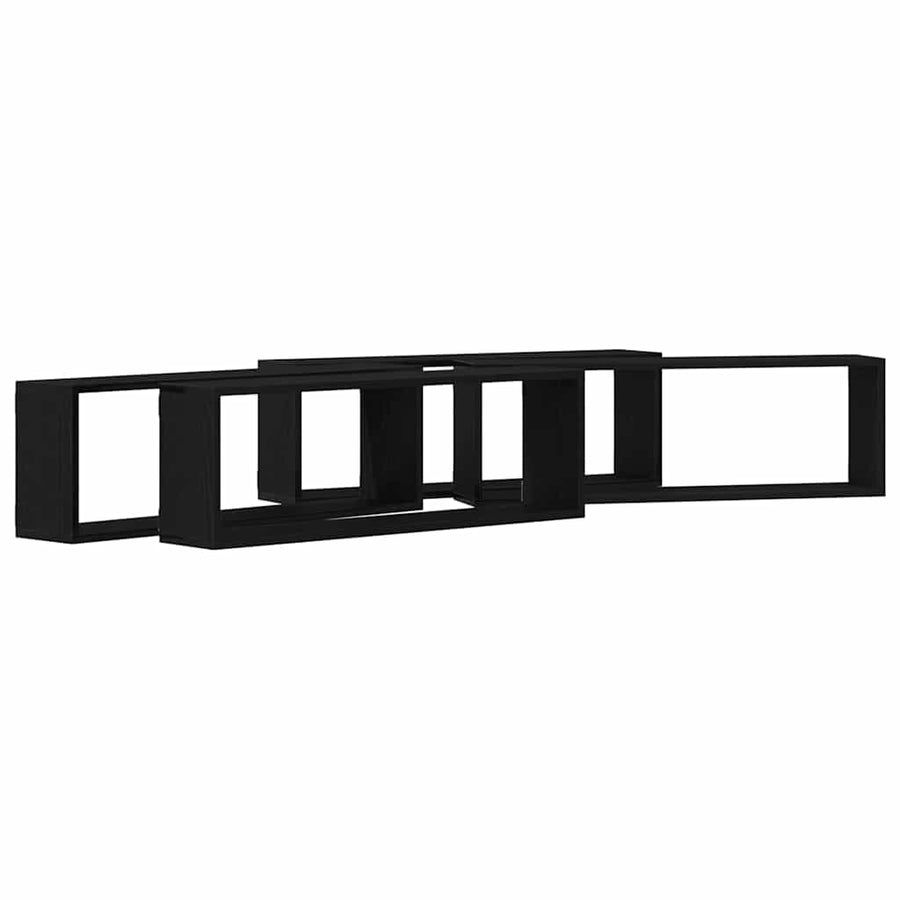Wandplanken 4 Stuks 80X15X26 Cm Bewerkte Hout Zwart eiken