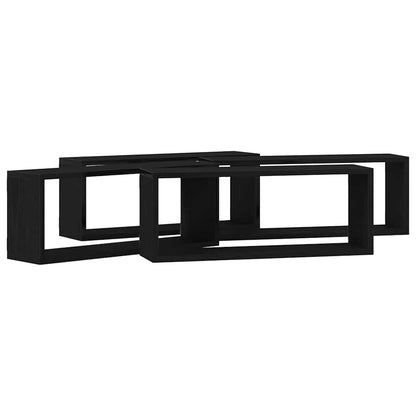 Wandplanken Set Van 4 - - - Gemaakt Van Houtcomposiet Zwart Eiken 60 x 15 x 23 cm