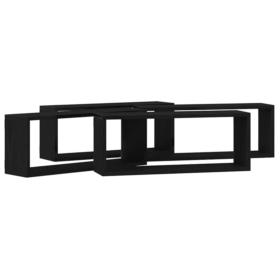 Wandplanken Set Van 4 - - - Gemaakt Van Houtcomposiet Zwart Eiken 60 x 15 x 23 cm