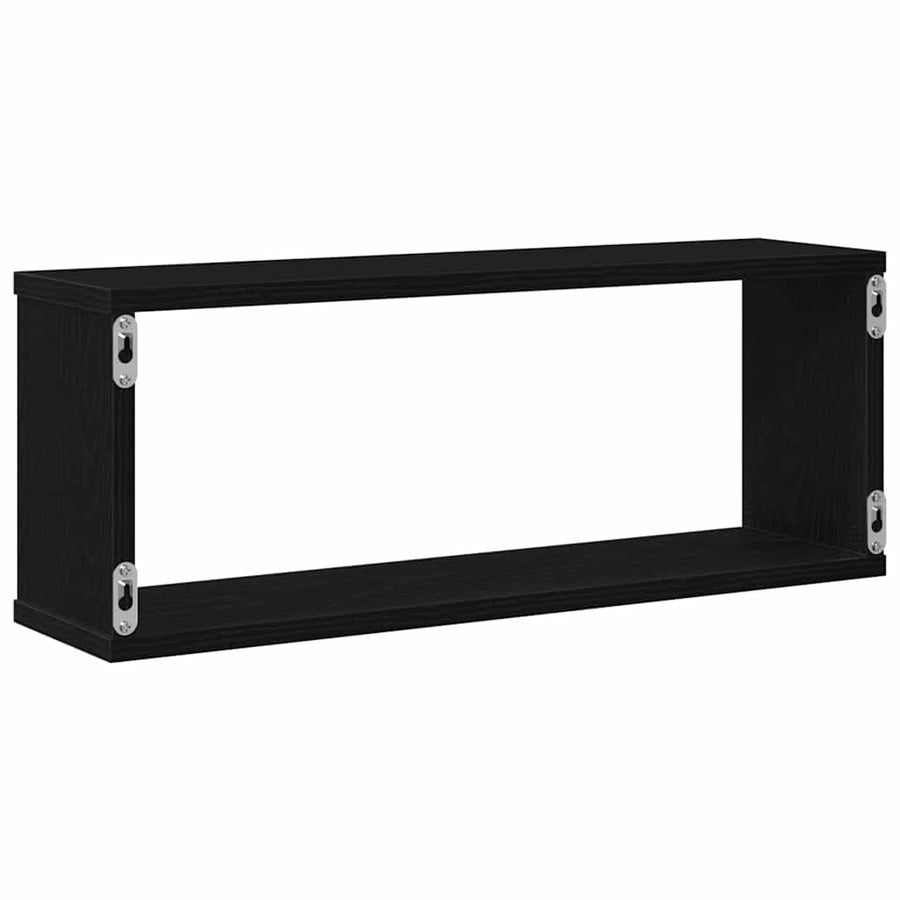 Wandplanken Set Van 4 - - - Gemaakt Van Houtcomposiet Zwart Eiken 60 x 15 x 23 cm