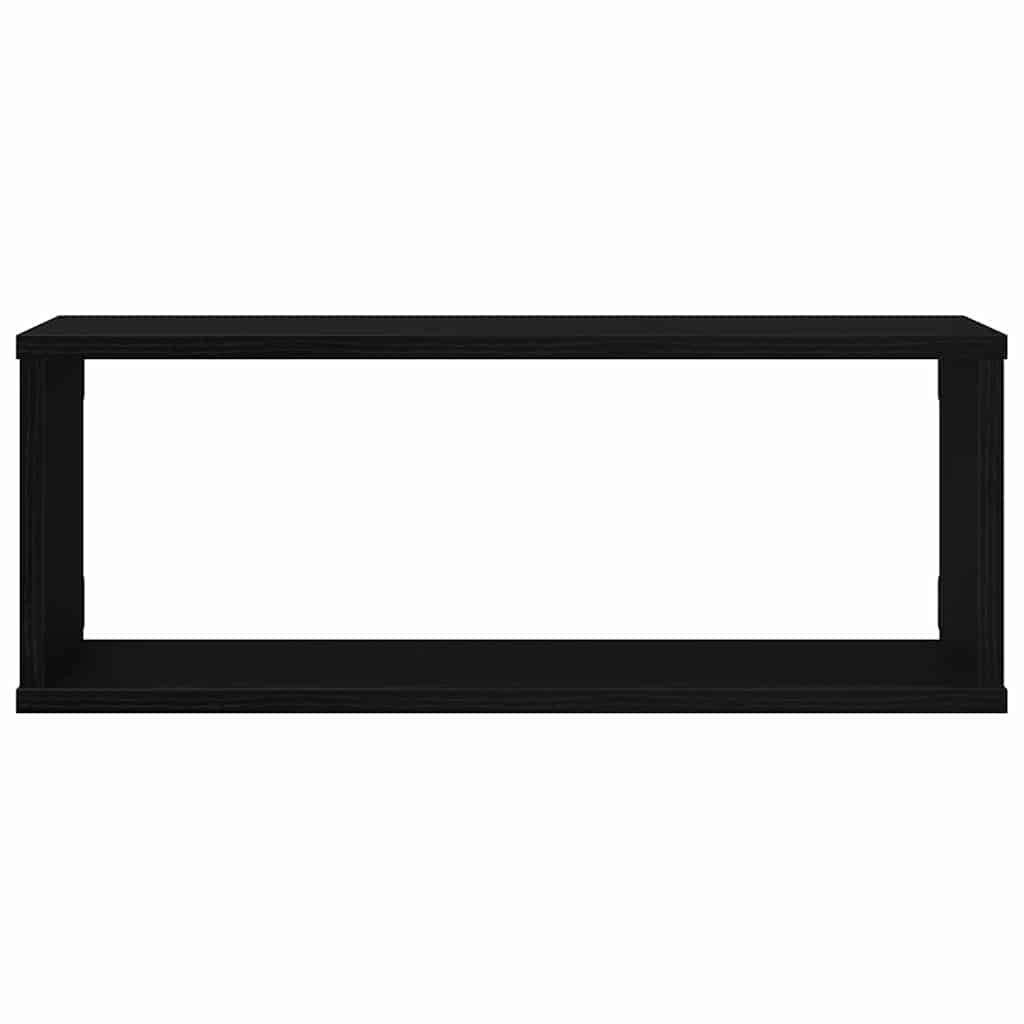Wandplanken Set Van 4 - - - Gemaakt Van Houtcomposiet Zwart Eiken 60 x 15 x 23 cm