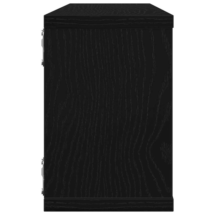 Wandplanken Set Van 4 - - - Gemaakt Van Houtcomposiet Zwart Eiken 60 x 15 x 23 cm