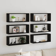 Wandplanken 6 stuks zwart eiken 60x15x23 cm