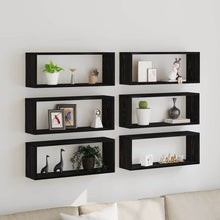 Wandschappen 6 St Bewerkt Hout Kleurig Zwart Eiken 60 x 15 x 23 cm