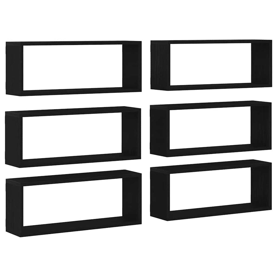 Wandschappen 6 St Bewerkt Hout Kleurig Zwart Eiken 60 x 15 x 23 cm