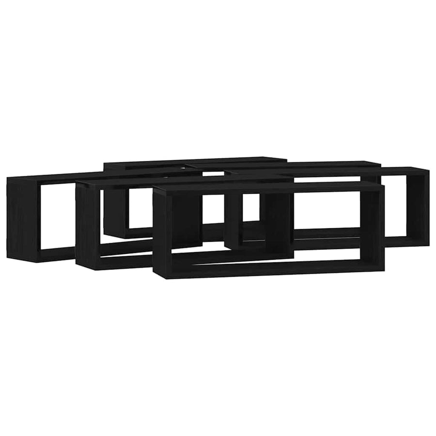 Wandschappen 6 St Bewerkt Hout Kleurig Zwart Eiken 60 x 15 x 23 cm