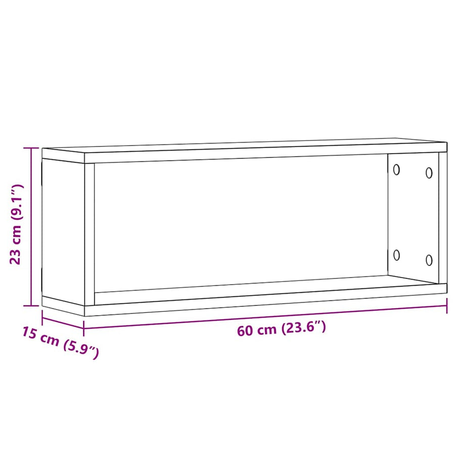 Wandschappen 6 St Bewerkt Hout Kleurig Zwart Eiken 60 x 15 x 23 cm