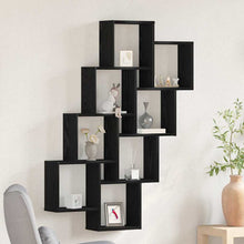 Wandplank met plank Zwart Eiken 90 x 15 x 119,5 cm Bewerkt hout