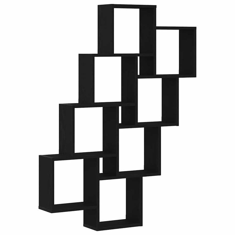 Wandplank met plank Zwart Eiken 90 x 15 x 119,5 cm Bewerkt hout