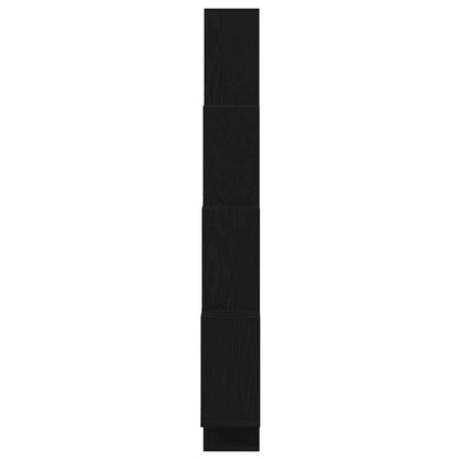 Wandplank met plank Zwart Eiken 90 x 15 x 119,5 cm Bewerkt hout