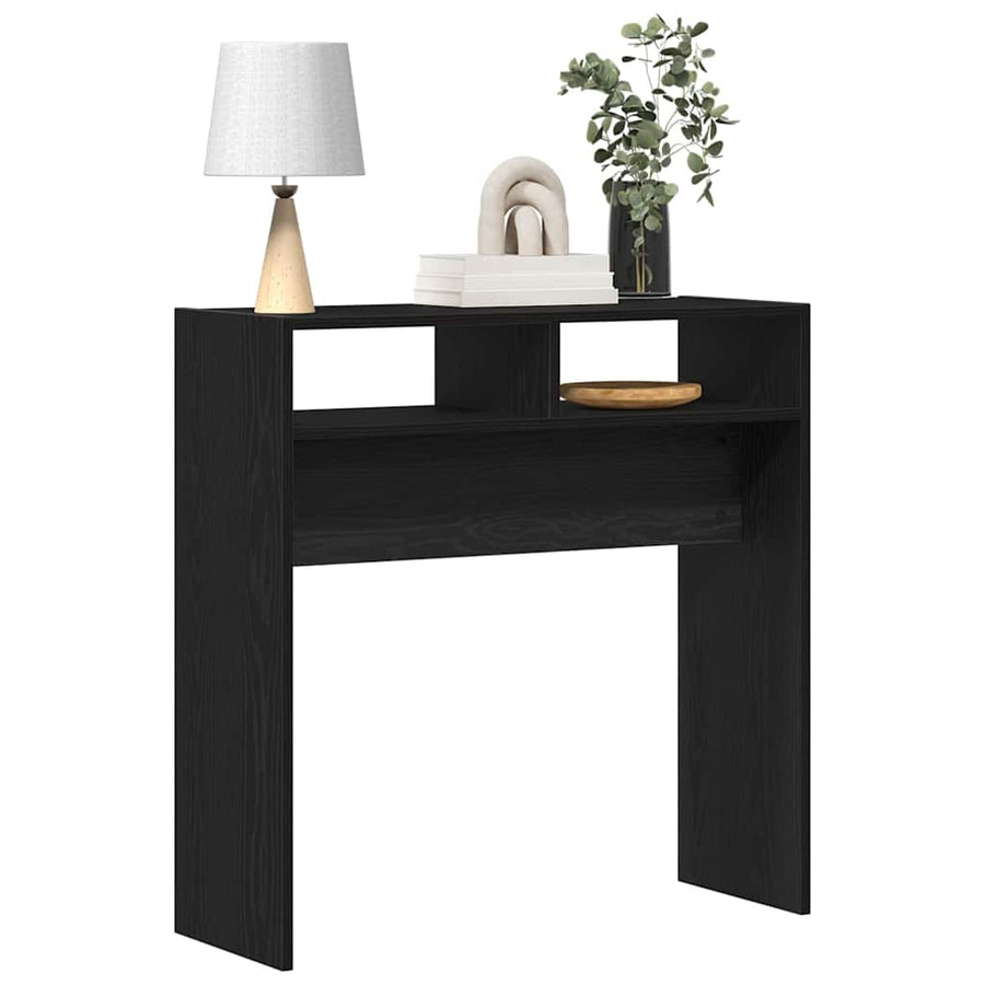 Wandtafel Zwart Eiken 78 x 30 x 80 cm Bewerkt hout