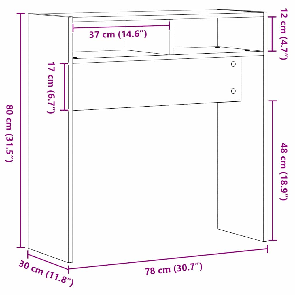 Wandtafel Zwart Eiken 78 x 30 x 80 cm Bewerkt hout