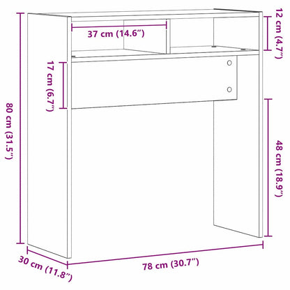 Wandtafel Zwart Eiken 78 x 30 x 80 cm Bewerkt hout