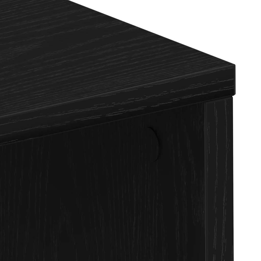 Bureau met plank Zwart Eiken 102,5 x 35 x 75 cm Bewerkt hout