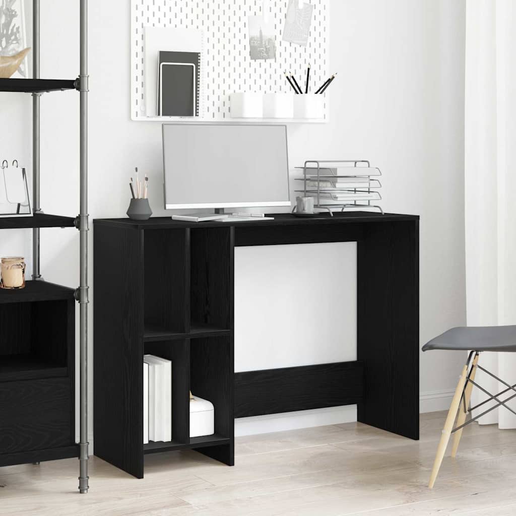 Bureau met plank Zwart Eiken 102,5 x 35 x 75 cm Bewerkt hout