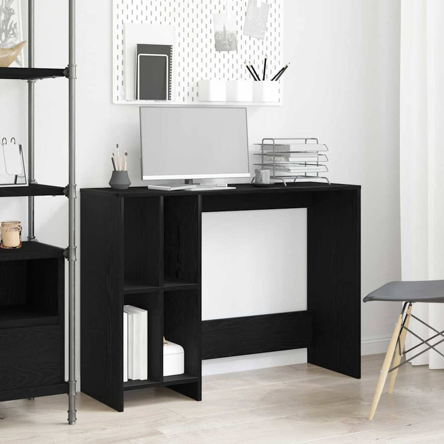 Bureau met plank Zwart Eiken 102,5 x 35 x 75 cm Bewerkt hout