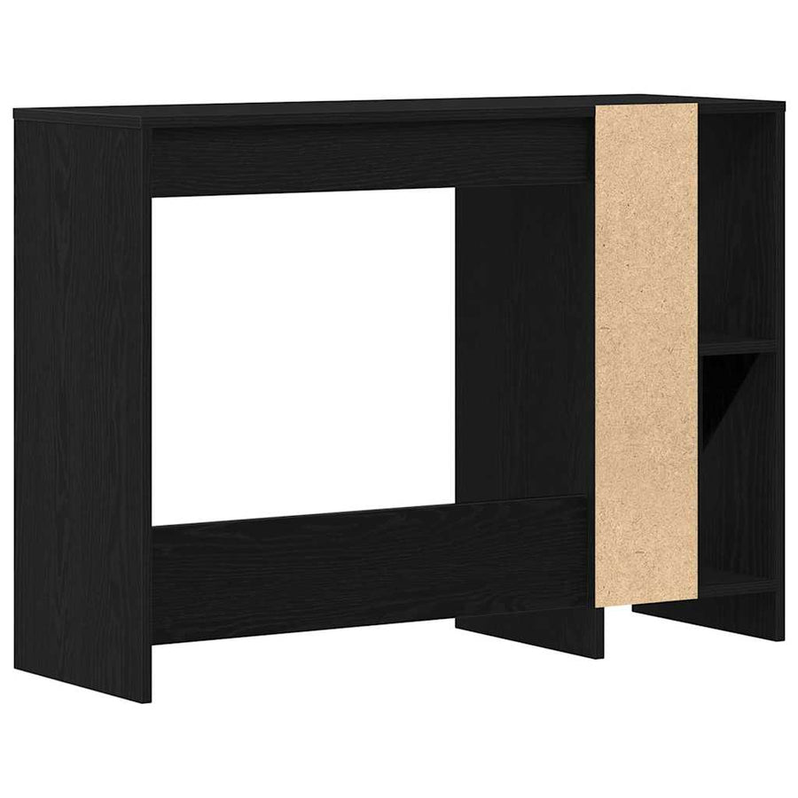 Bureau met plank Zwart Eiken 102,5 x 35 x 75 cm Bewerkt hout