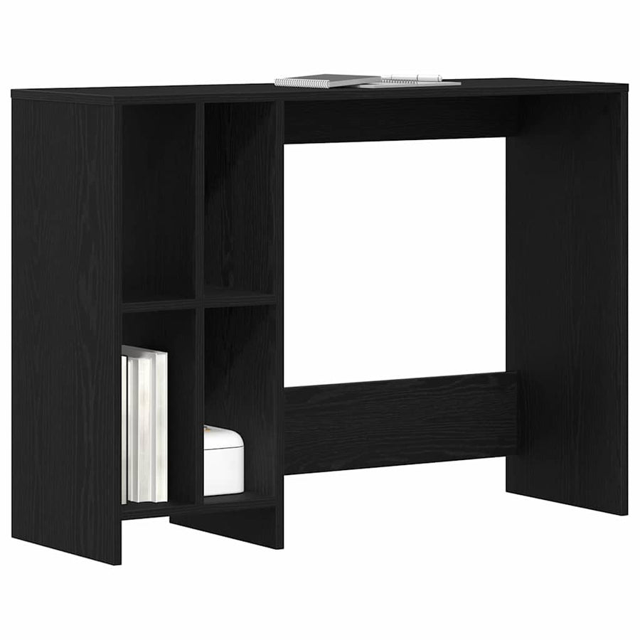 Bureau met plank Zwart Eiken 102,5 x 35 x 75 cm Bewerkt hout