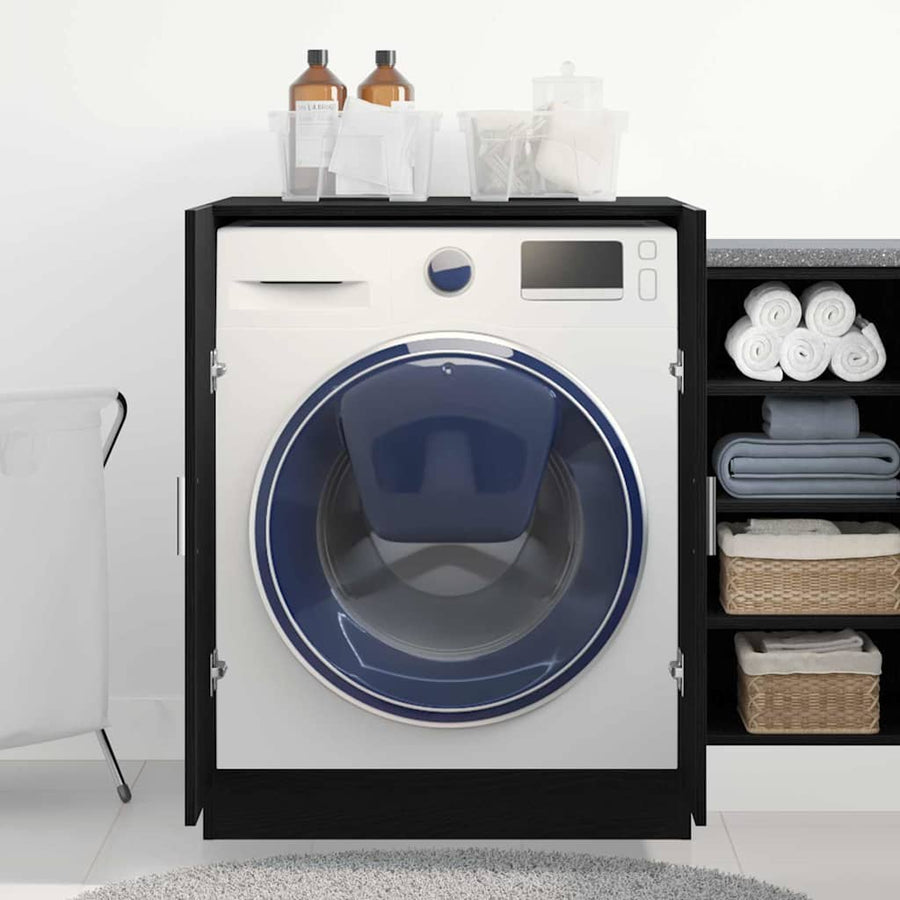 Wasmachinekast met opslag Zwart Eiken 70,5 x 71,5 x 91,5 cm