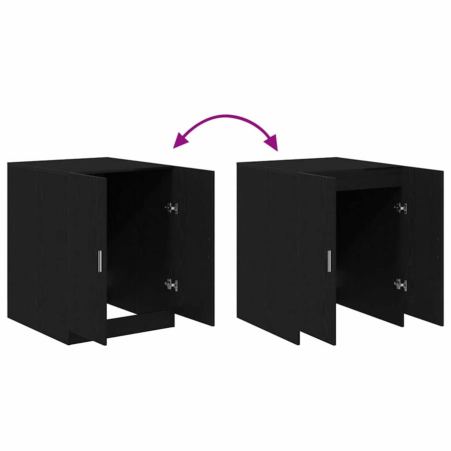Wasmachinekast met opslag Zwart Eiken 70,5 x 71,5 x 91,5 cm