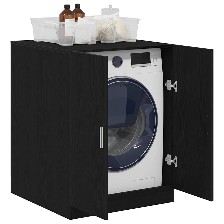 Wasmachinekast met opslag Zwart Eiken 70,5 x 71,5 x 91,5 cm