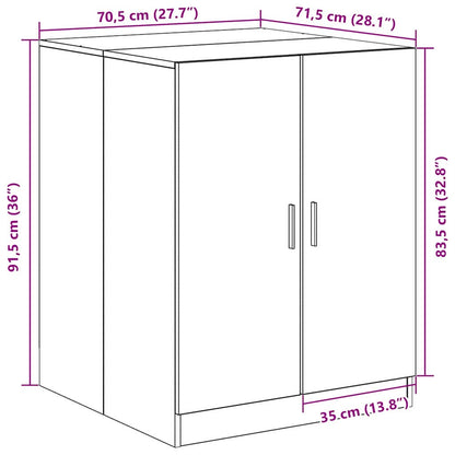 Wasmachinekast met opslag Zwart Eiken 70,5 x 71,5 x 91,5 cm