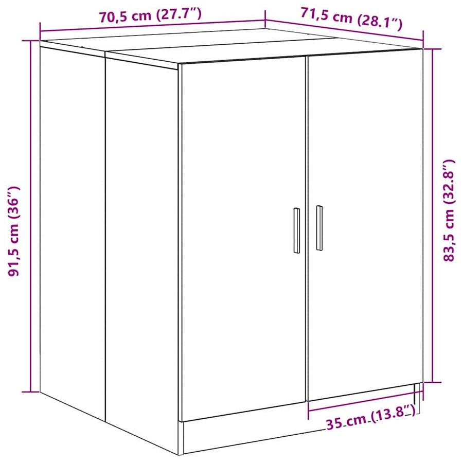 Wasmachinekast met opslag Zwart Eiken 70,5 x 71,5 x 91,5 cm