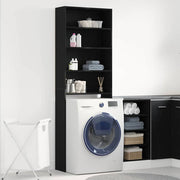 Wasmachinekast 64x24x190 cm zwart eiken