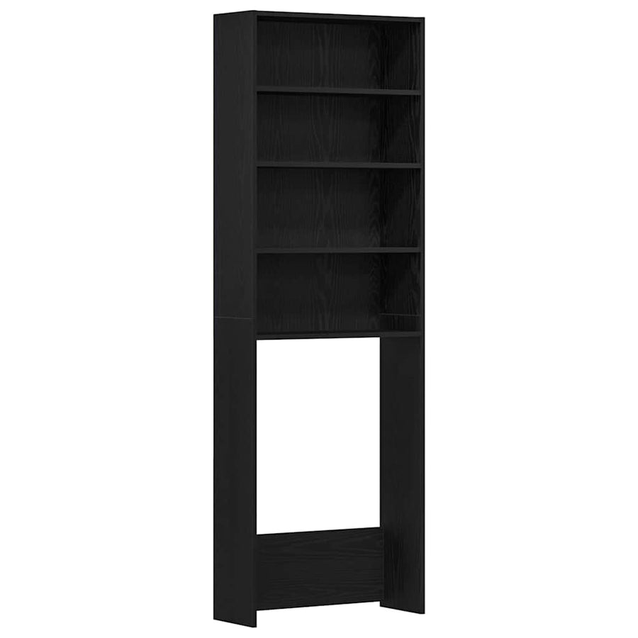 Wasmachinekast Zwart Eiken 64 x 24 x 190 cm Bewerkt hout