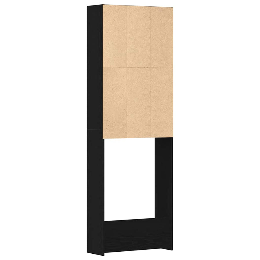 Wasmachinekast Zwart Eiken 64 x 24 x 190 cm Bewerkt hout
