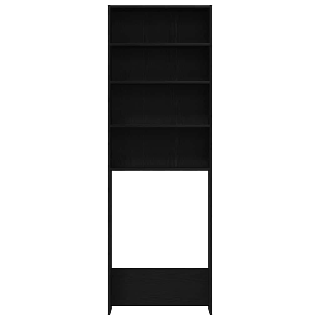 Wasmachinekast Zwart Eiken 64 x 24 x 190 cm Bewerkt hout