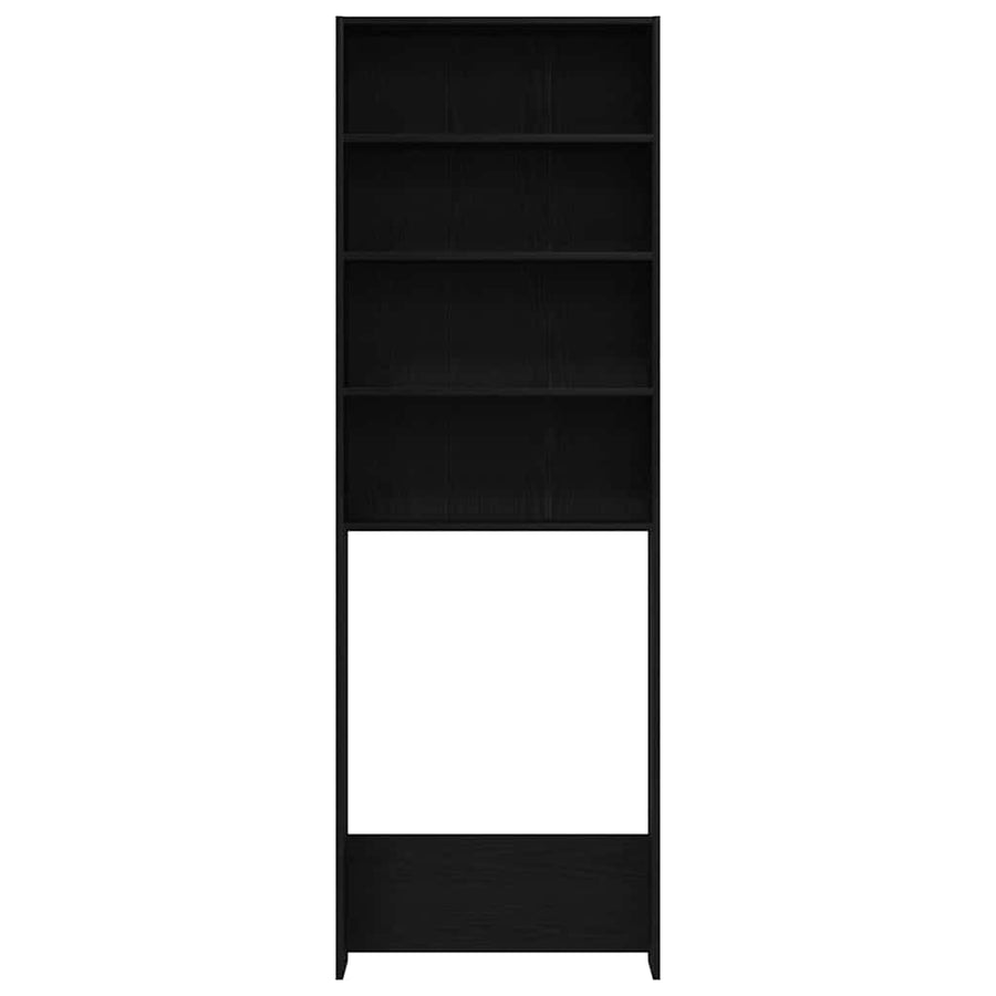 Wasmachinekast Zwart Eiken 64 x 24 x 190 cm Bewerkt hout