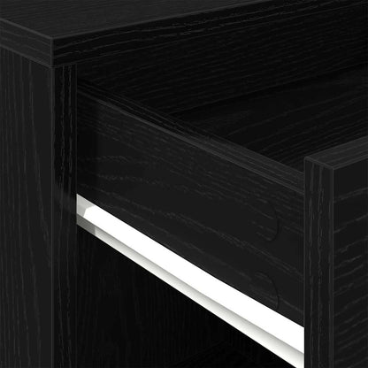 Rolcontainer met wiel Zwart eiken 45 x 38 x 54 cm Bewerkt hout