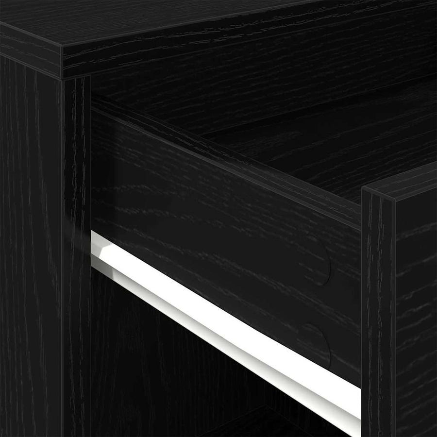 Rolcontainer met wiel Zwart eiken 45 x 38 x 54 cm Bewerkt hout