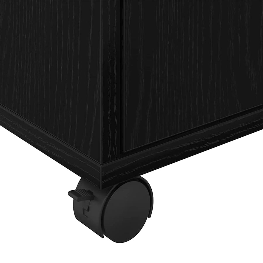Rolcontainer met wiel Zwart eiken 45 x 38 x 54 cm Bewerkt hout