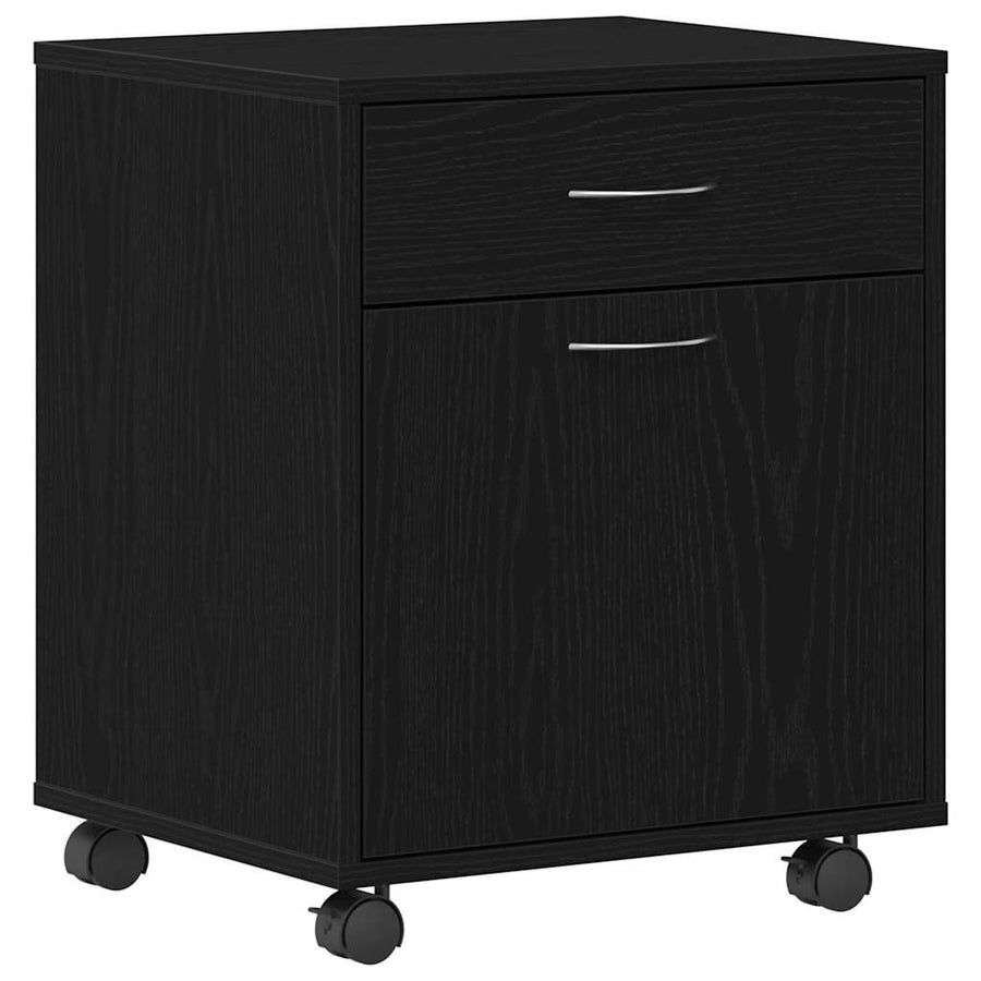 Rolcontainer met wiel Zwart eiken 45 x 38 x 54 cm Bewerkt hout