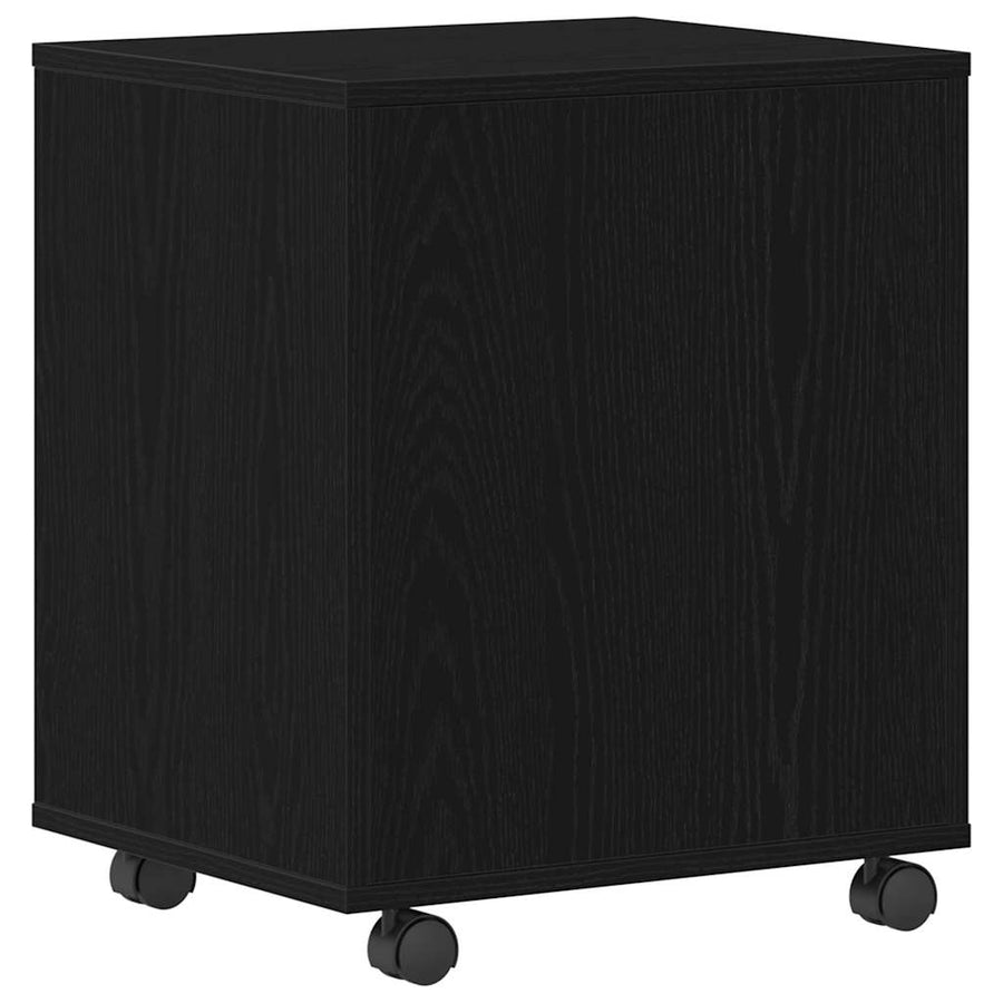 Rolcontainer met wiel Zwart eiken 45 x 38 x 54 cm Bewerkt hout