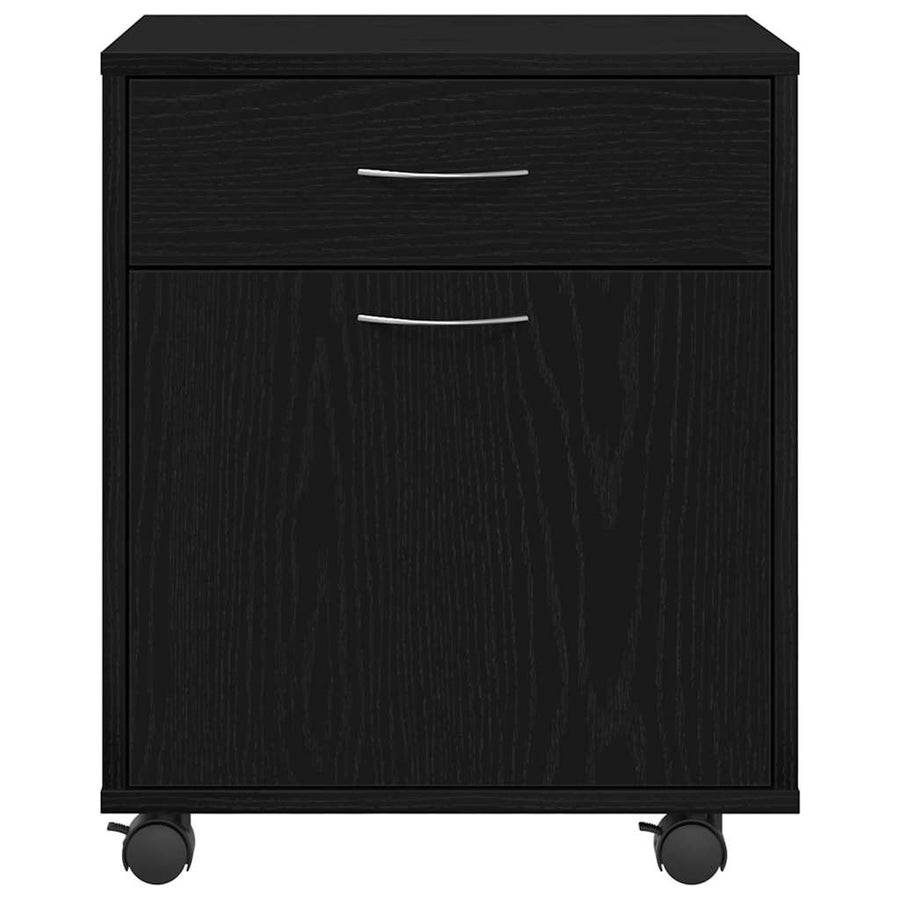 Rolcontainer met wiel Zwart eiken 45 x 38 x 54 cm Bewerkt hout
