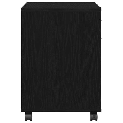 Rolcontainer met wiel Zwart eiken 45 x 38 x 54 cm Bewerkt hout